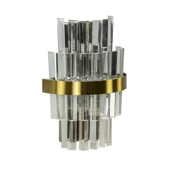 Klassieke wandlamp brushed brass met helder kristal>Straluma