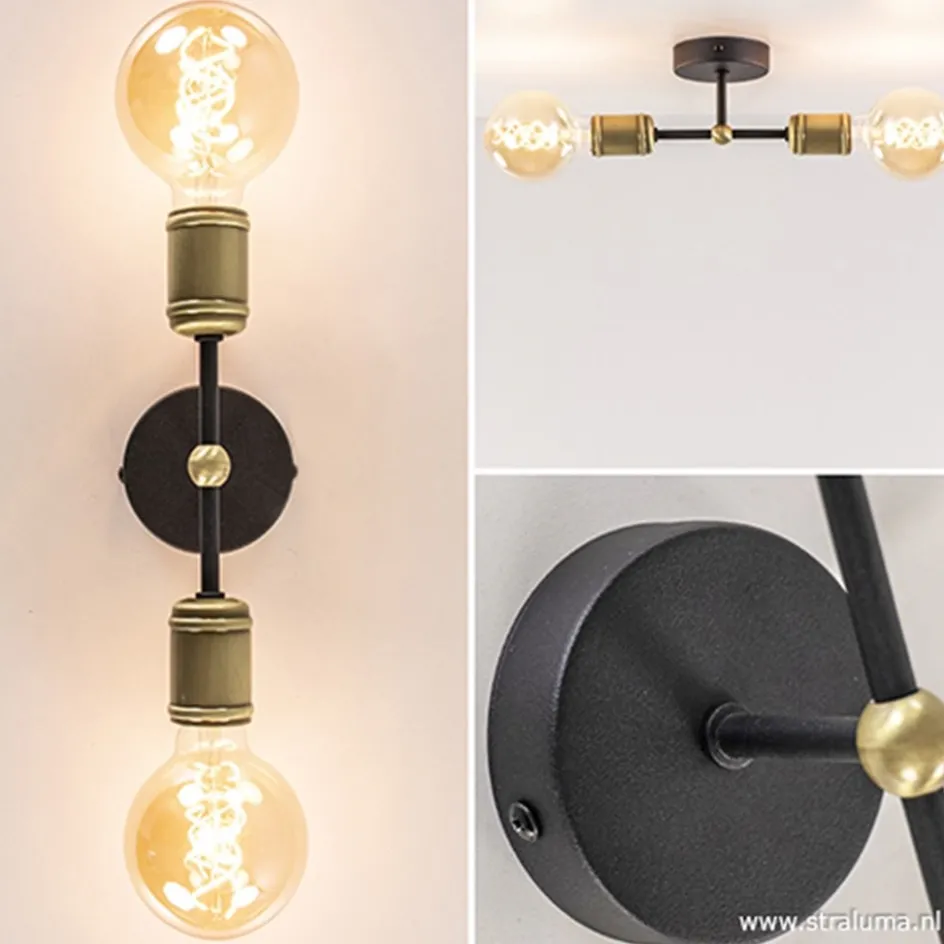 Klassieke wandlamp zwart-antiek brons>Straluma Online