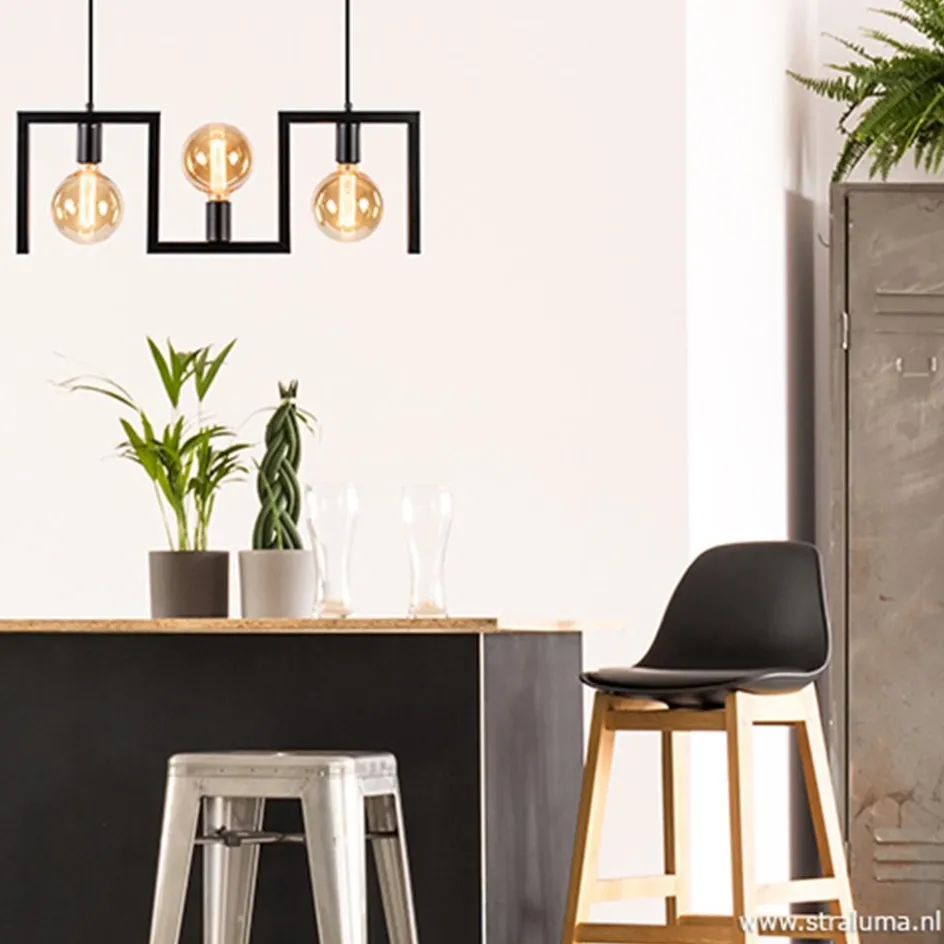 Kleine eettafel hanglamp zwart frame>Straluma Discount
