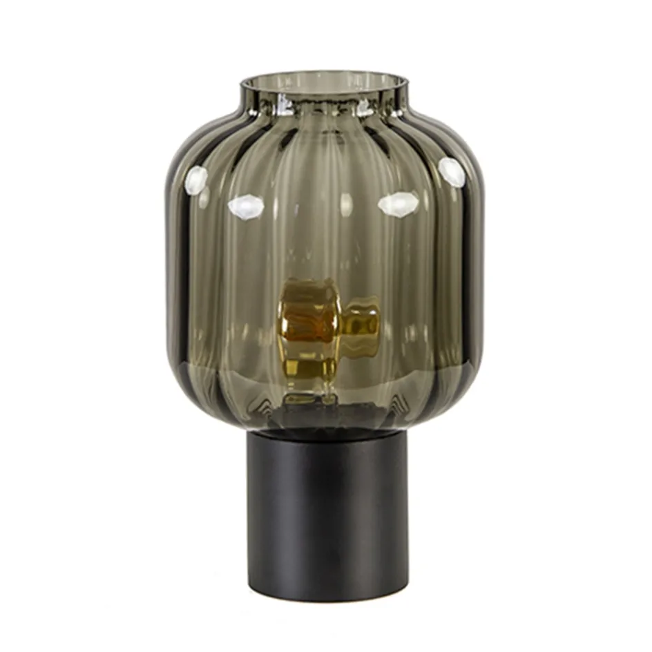 Kleine glazen tafellamp grijs/zwart>Straluma