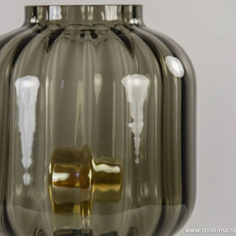 Kleine glazen tafellamp grijs/zwart>Straluma