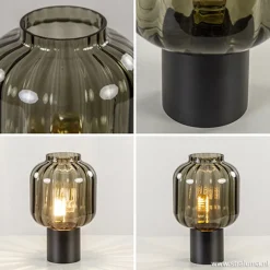 Kleine glazen tafellamp grijs/zwart><noscript><img width=