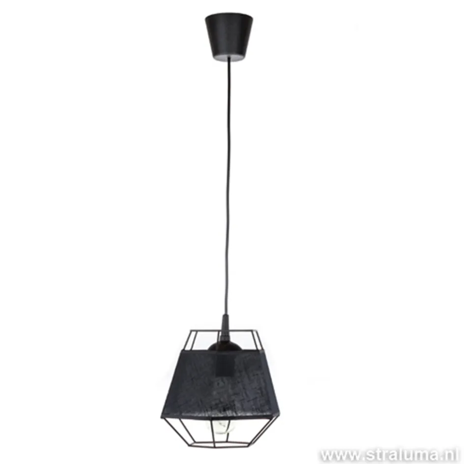 Kleine hanglamp draad zwart met stof>Straluma Outlet
