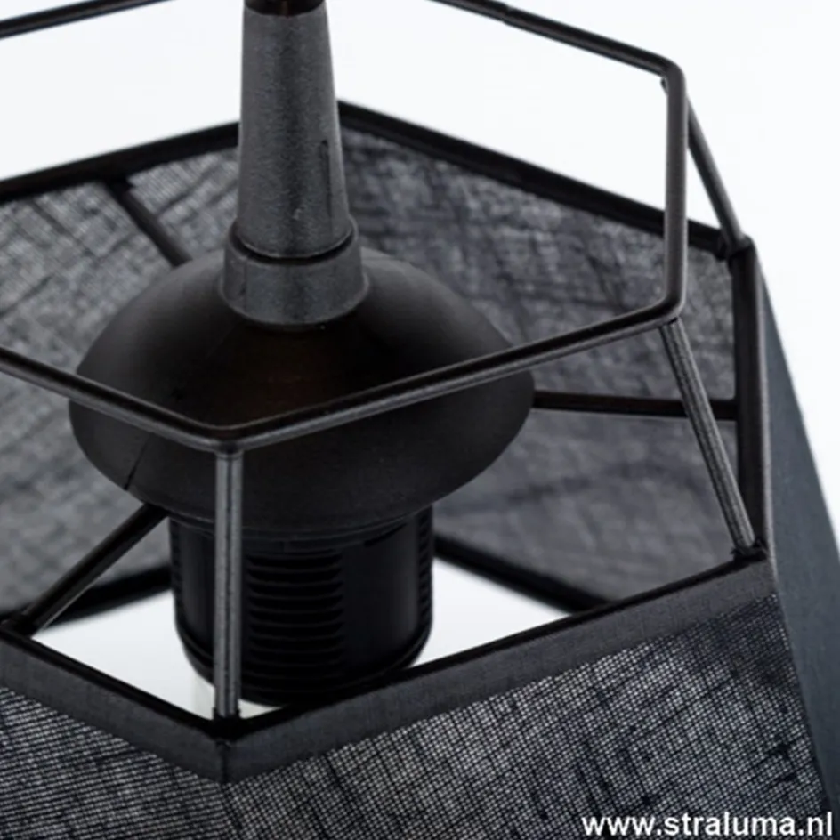 Kleine hanglamp draad zwart met stof>Straluma Outlet