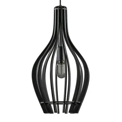 Kleine hanglamp kegel houten lamellen zwart>Straluma Clearance