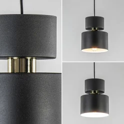 Kleine hanglamp zwart met goud accent><noscript><img width=