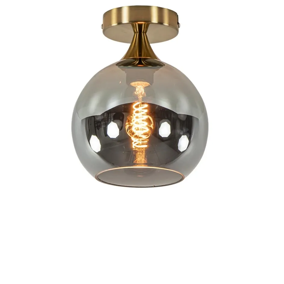 Kleine plafondlamp goud met smoke glas>Straluma Hot