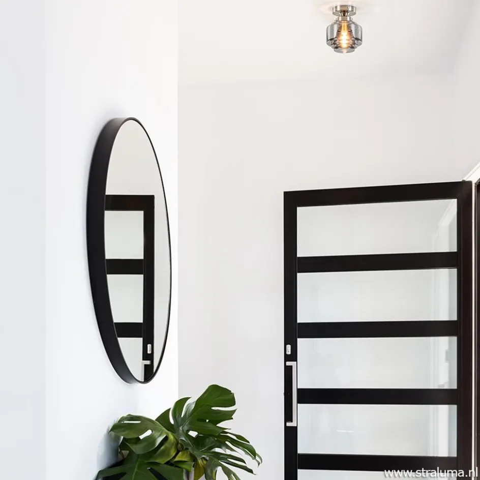 Kleine plafondlamp hal/toilet met smokey glazen kap>Straluma Online