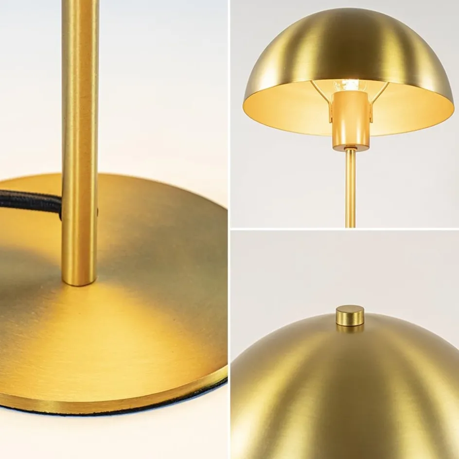 Kleine retro tafellamp Merel antiek brass>Straluma Online