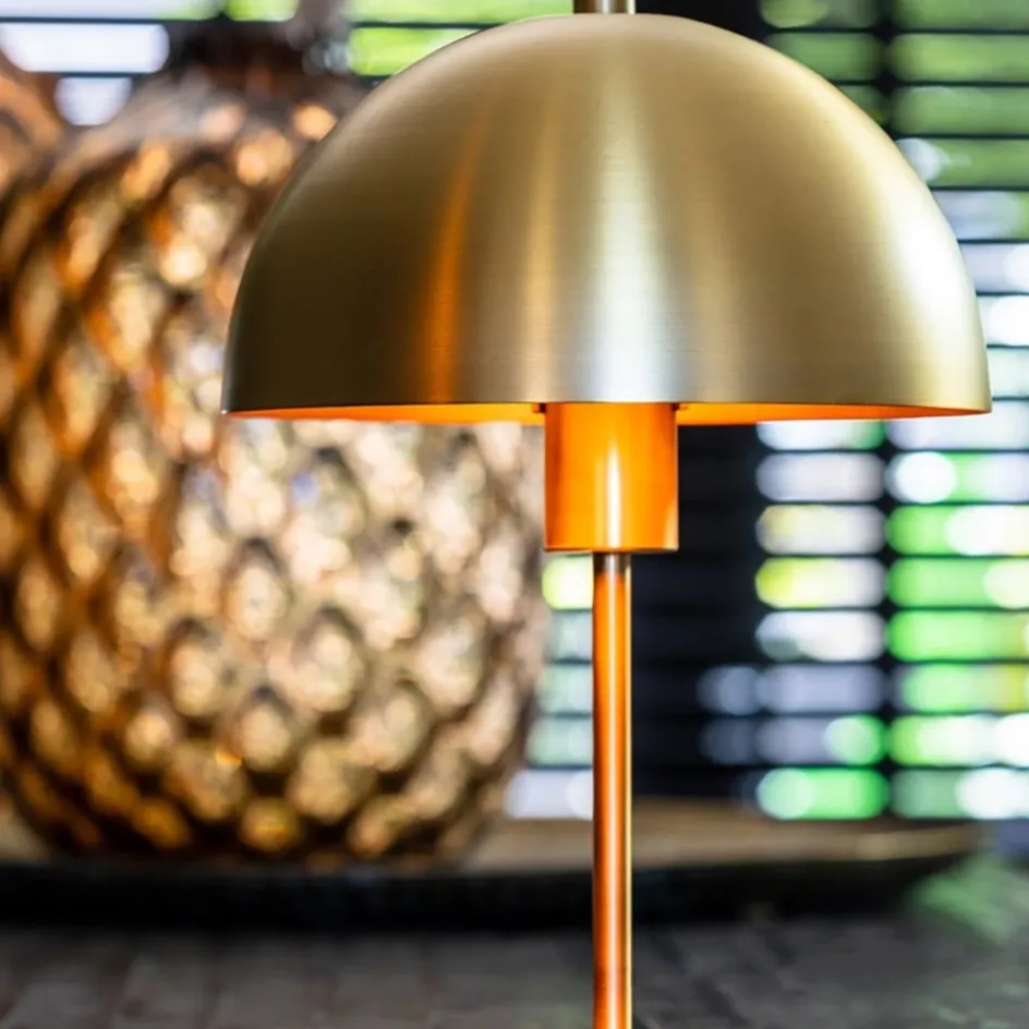 Kleine retro tafellamp Merel antiek brass>Straluma Online