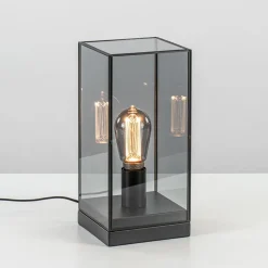 Kleine tafellamp Askjer zwart met smoke glas>Straluma Hot