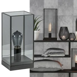 Kleine tafellamp Askjer zwart met smoke glas><noscript><img width=