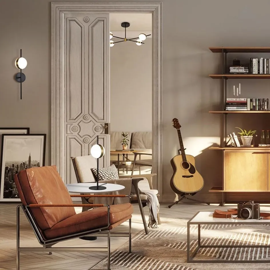 Kleine tafellamp bol zwart met goud>Straluma New