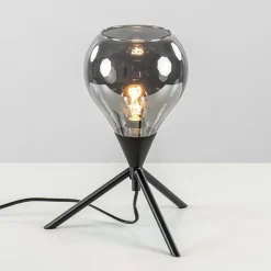 Kleine tafellamp driepoot met titanium glas>Straluma New