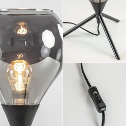 Kleine tafellamp driepoot met titanium glas></noscript>Straluma New