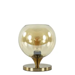 Kleine tafellamp goud met amber kleurig glas>Straluma Hot