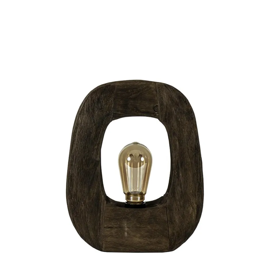 Kleine tafellamp Kelafo hout chocolade bruin>Straluma Clearance