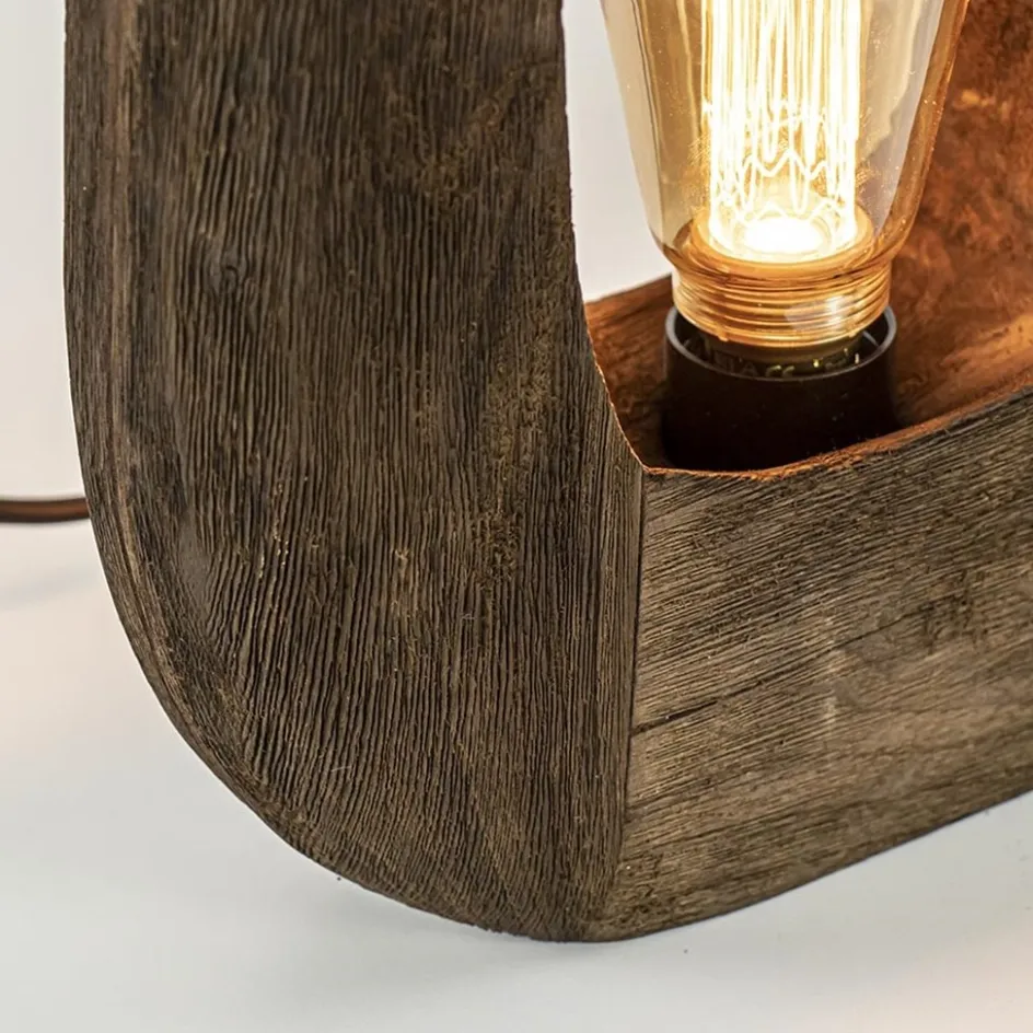 Kleine tafellamp Kelafo hout chocolade bruin>Straluma Clearance