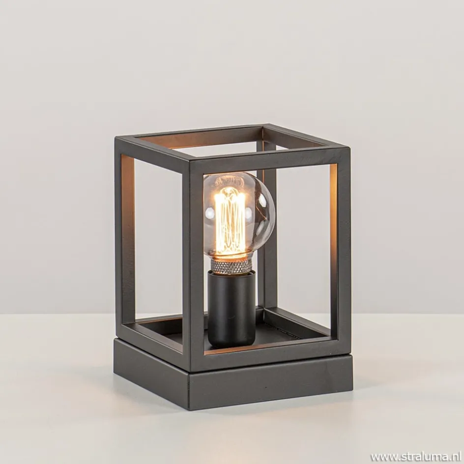 Kleine tafellamp vierkant frame zwart>Straluma Hot