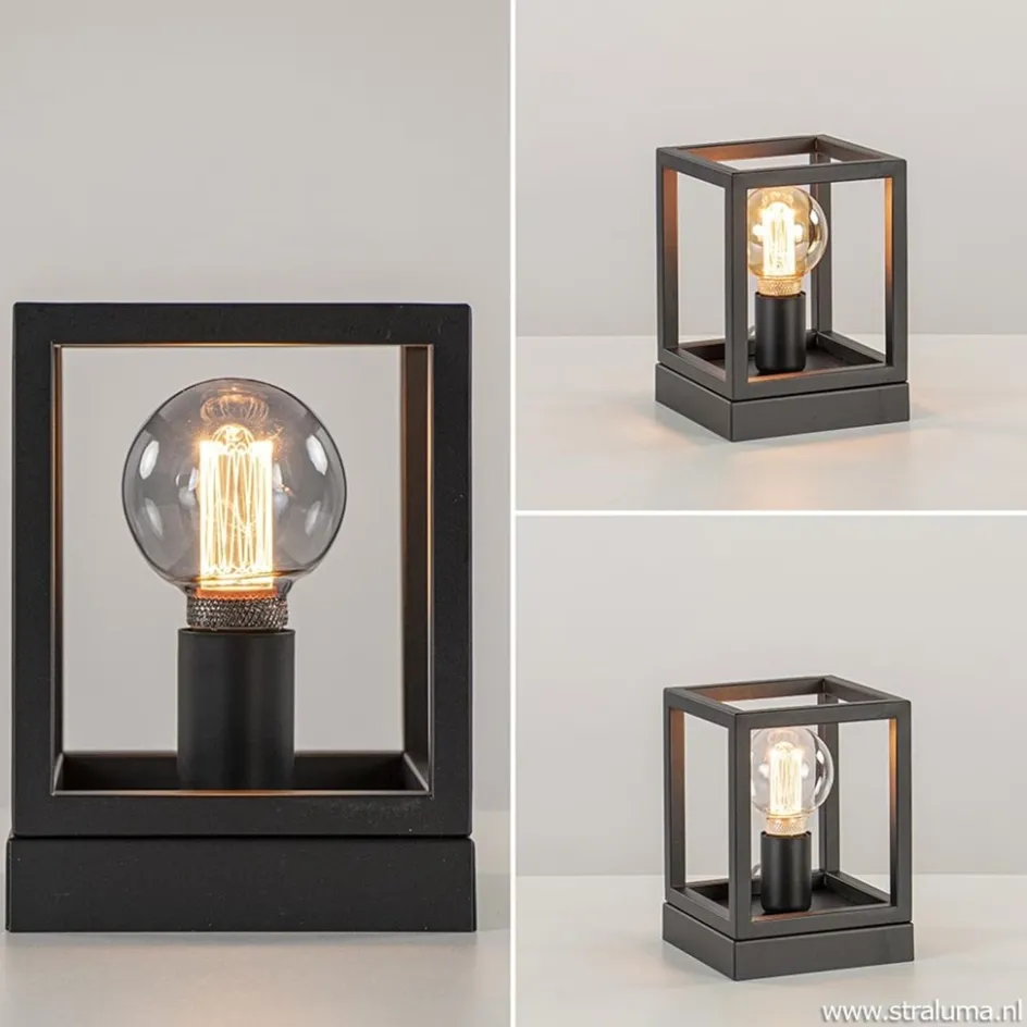 Kleine tafellamp vierkant frame zwart>Straluma Hot