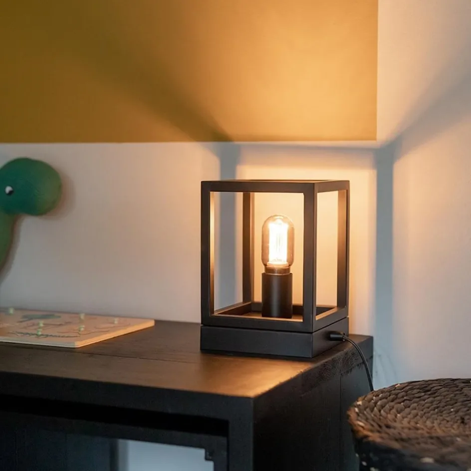 Kleine tafellamp vierkant frame zwart>Straluma Hot