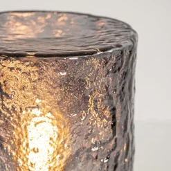 Kleine tafellamp zwart met smoke glazen kap><noscript><img width=