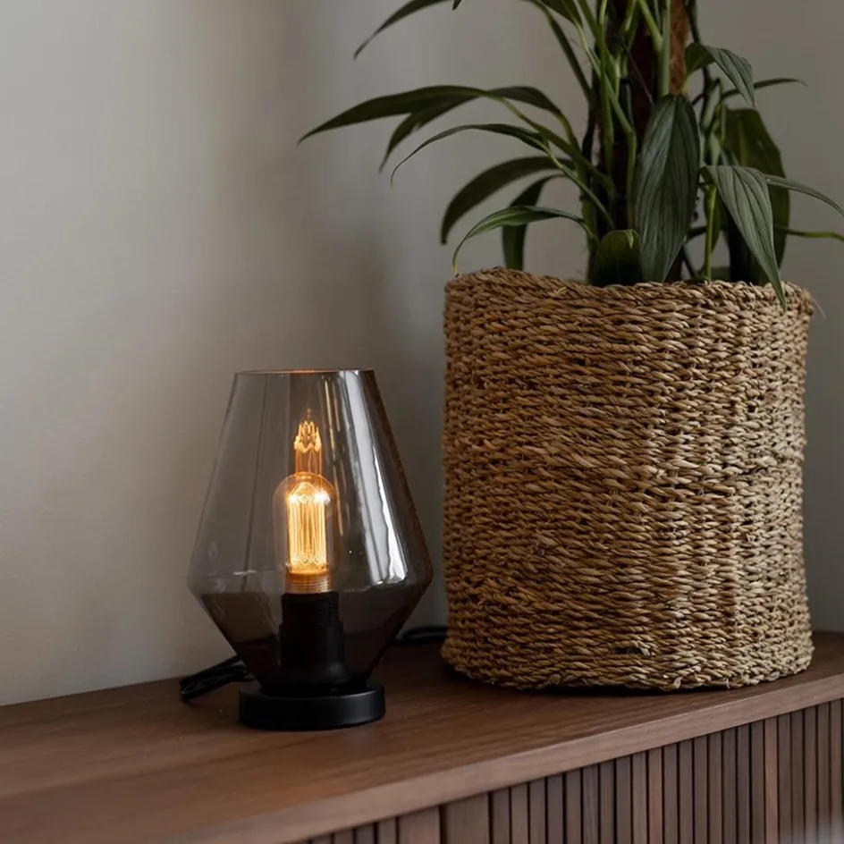 Kleine tafellamp zwart met smoke glas>Straluma Clearance