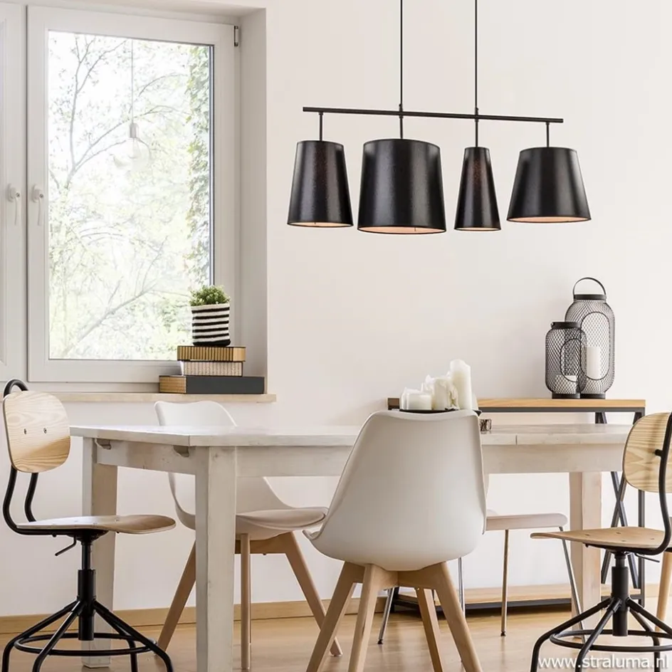 4-L Hanglamp met zwarte kappen>Straluma Online