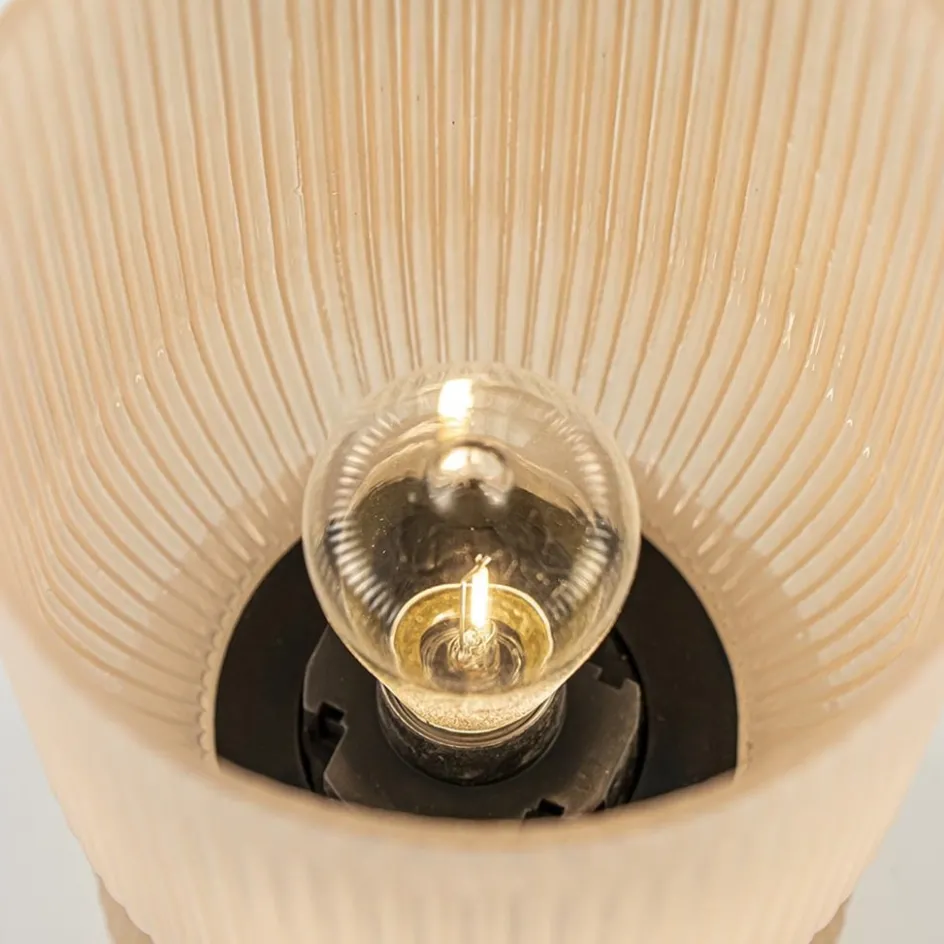 L&L grote ribglas tafellamp peach op batterijen Phoebe>Straluma Sale