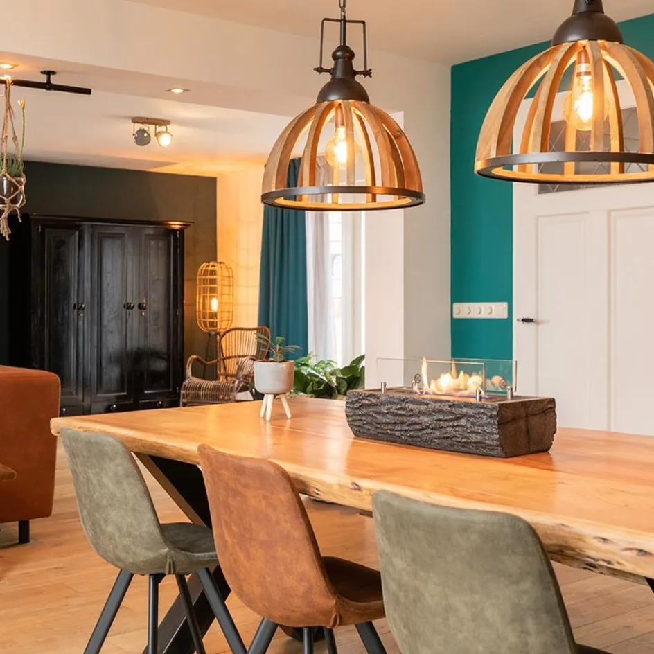 Landelijk industriële 2-lichts hanglamp hout/zink>Straluma Best