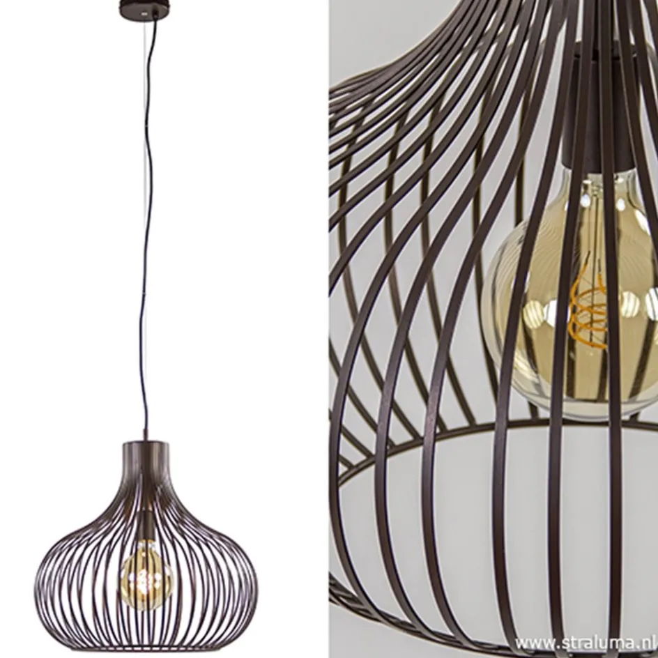 Landelijke draadlamp-hanglamp bruin 48cm>Straluma Sale