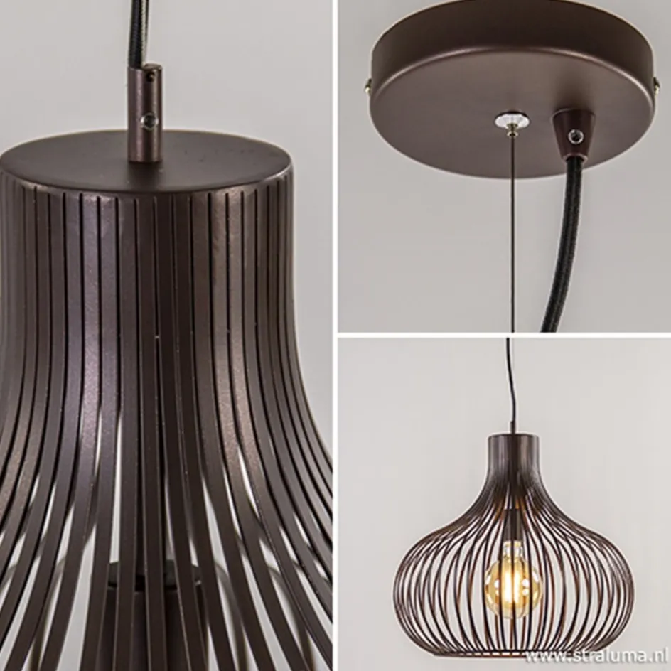 Landelijke draadlamp-hanglamp bruin 48cm>Straluma Sale