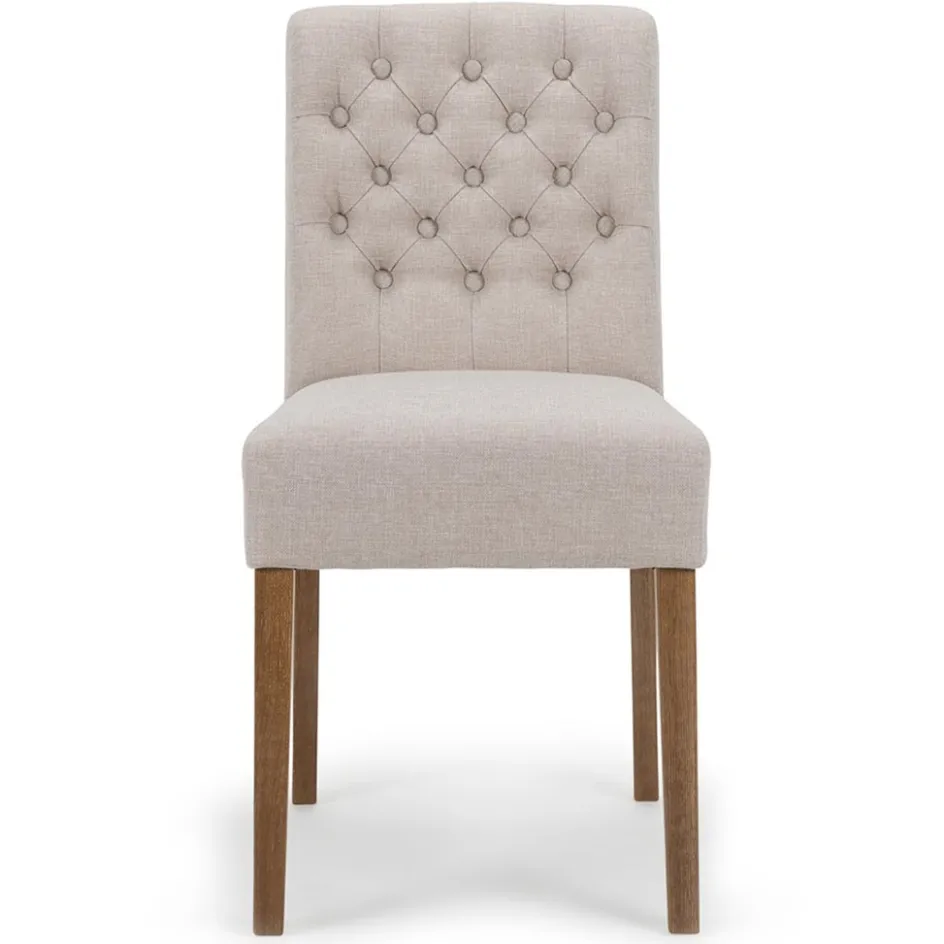 Landelijke eetkamerstoel stof met eiken pootjes>Straluma New