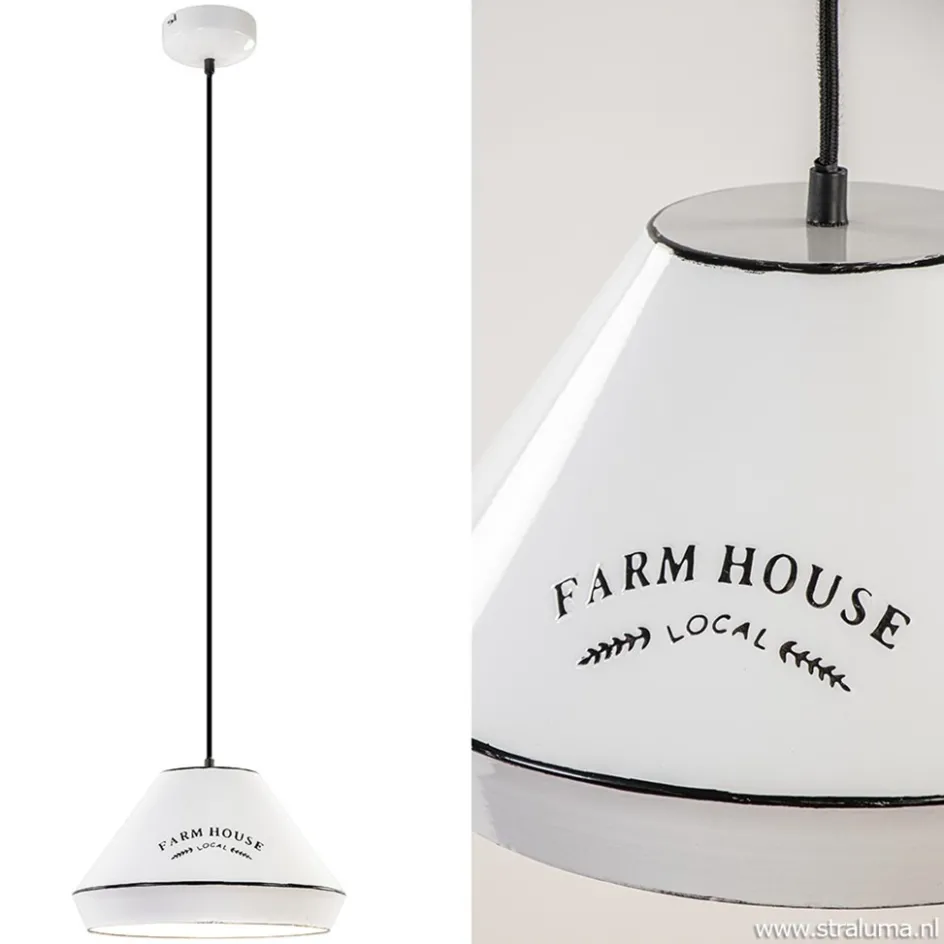 Landelijke hanglamp farm house wit met zwart Ø32 cm>Straluma Sale