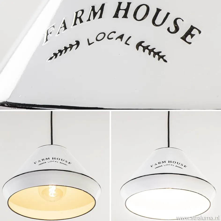 Landelijke hanglamp farm house wit met zwart Ø32 cm>Straluma Sale
