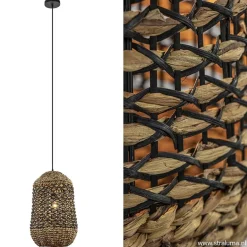 Landelijke hanglamp Tripoli rotan met zwart><noscript><img width=