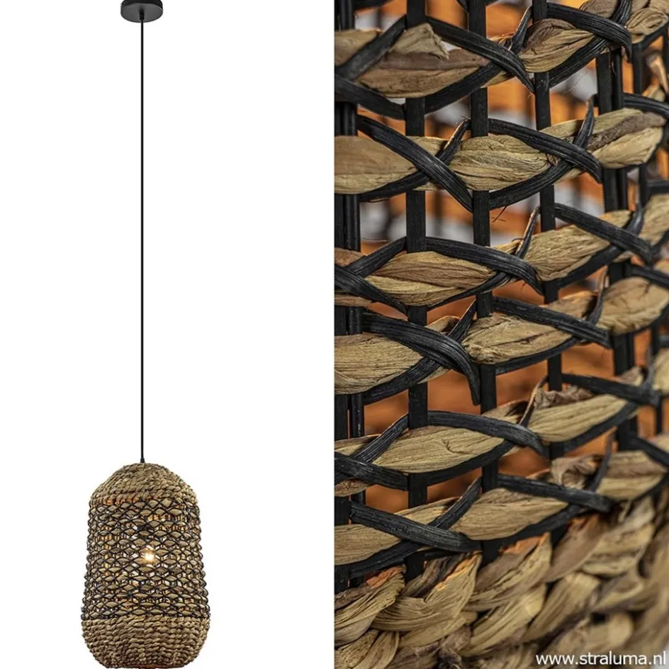 Landelijke hanglamp Tripoli rotan met zwart>Straluma Best