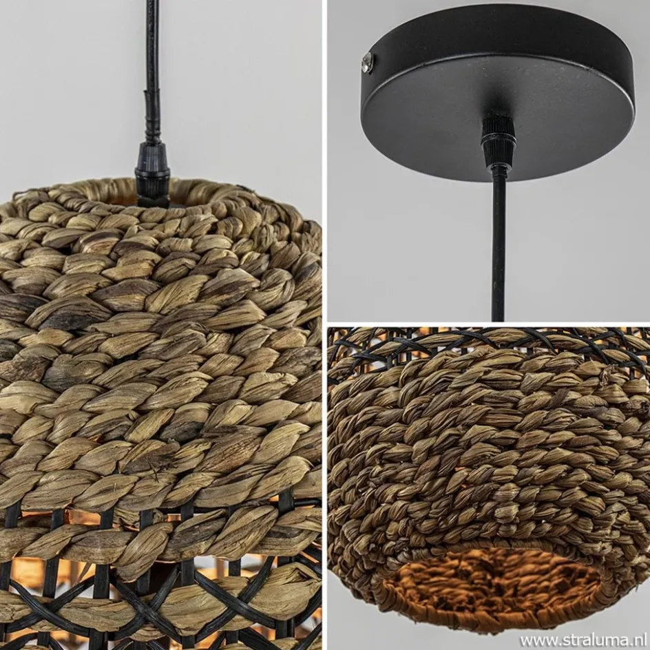 Landelijke hanglamp Tripoli rotan met zwart>Straluma Best