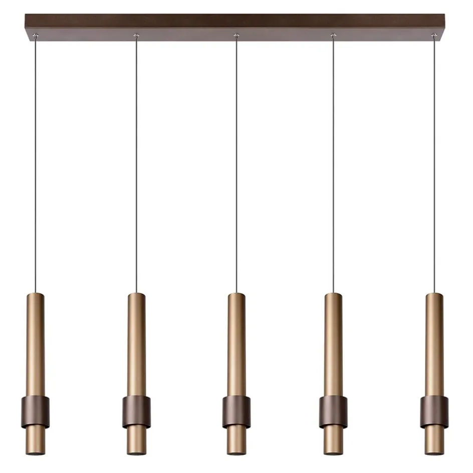 Landelijke 5-lichts LED hanglamp cilinders bruin>Straluma Outlet