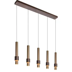 Landelijke 5-lichts LED hanglamp cilinders bruin>Straluma Outlet