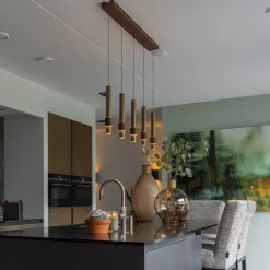 Landelijke 5-lichts LED hanglamp cilinders bruin><noscript><img width=