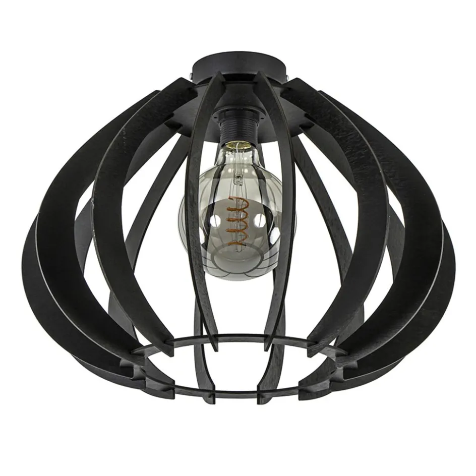 Landelijke plafondlamp hout mat zwart>Straluma Sale