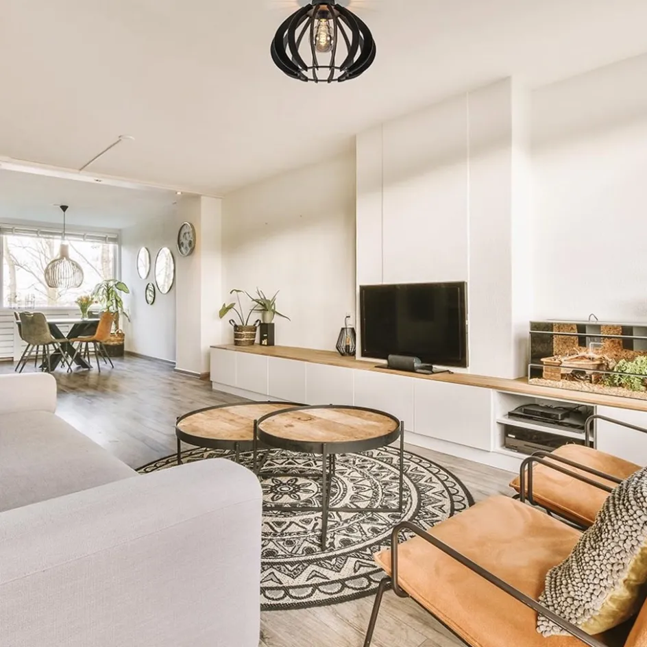 Landelijke plafondlamp hout mat zwart>Straluma Sale