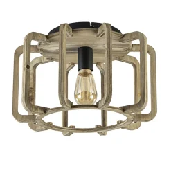 Landelijke plafondlamp ruw hout mat zwart>Straluma Outlet