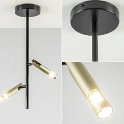 Landelijke plafondlamp zwart met goud G9><noscript><img width=