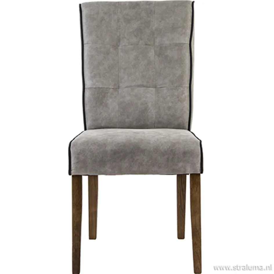 Landelijke stoel grijs met zwarte bies>Straluma