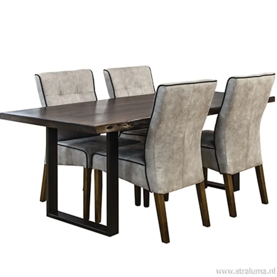 Landelijke stoel grijs met zwarte bies>Straluma