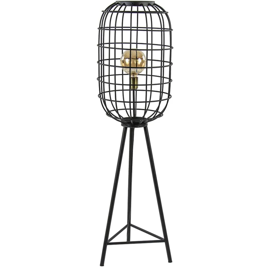 Landelijke vloerlamp Toah mat zwart met brons>Straluma Online