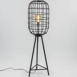 Landelijke vloerlamp Toah mat zwart met brons>Straluma Online