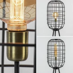 Landelijke vloerlamp Toah mat zwart met brons><noscript><img width=